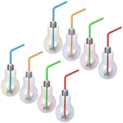 EAXUS 8er Set LED Trinkglas 0,4l Kunststoff Leuchtglas Cocktail Partyglas Leuchtend
