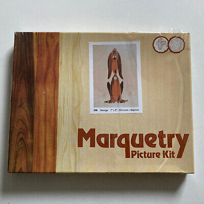 Vintage MARQUETRY SET - Wood Veneer Picture Making Set - Long Neck Dog - Unused • 25.93€