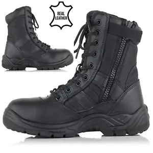 BOTAS ALTAS DE CUERO TÁCTICO EJÉRCITO MILITAR POLICÍA PUNTA DE ACERO PARA HOMBRE COMBATE TALLA - Imagen 1 de 1