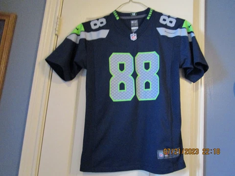 SEATTLE SEAHAWKS #88 Jimmy Graham NIKE NFL JERSEY Size Large 14-16 Blue On Field Cover