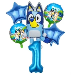 6 pcs Set Bluey Birthday Numbers Balloons Boy Girls Party. A39 - Picture 1 of 14