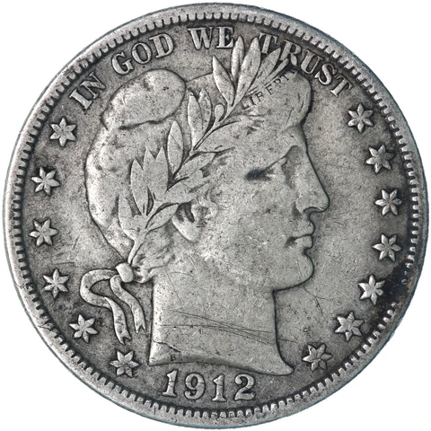 1912 (P) Barber Half Dollar 90% Silver Fine FN+ See Pics S729 Cover