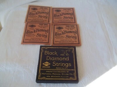 Cuerdas de banjo vintage de diamantes negros varios tamaños 4 cuerdas extremo de bucle acero Foto 1 de 4