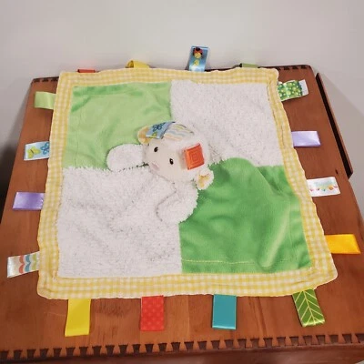 Taggies Bebé Lovey Peluche Cordero Oveja Verde Minky Cintas Etiquetas Satén Foto 1 de 4