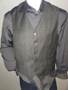 Tasso Elba Mens Grey Glenn Plaid Vest 42 Short Excellent Conditon Paisley Backin - Picture 1 of 6