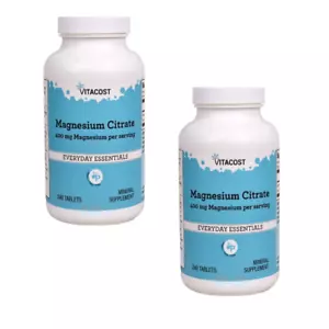2 PACK Vitacost Magnesium Citrate 400mg – 240 Tablets Each – Exp 09/2028 - Picture 1 of 3