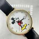 Disney Mickey Mouse Watch Arms Hour Minute Hands Black Band - NEW BATTERY
