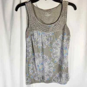 Sonoma BOHO Grey w/ Multicolored Print Elastic Hem Sleeveless Top XSmall - Picture 1 of 8