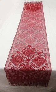 Red Lace Scarf Sash Table Runner Chantilly Fringed Livingroom 1st. Irreg. - Picture 1 of 5