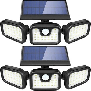 Outdoor Solar Motion Sensor Light 270° 3-Head Waterproof Garden Patio Garage - Picture 1 of 47