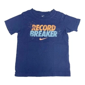 Nike 'Record Breaker' Blue Cotton Short Sleeved Tee 4T - Picture 1 of 6