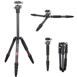 56 inch Carbon Fiber Camera Tripod Compact Travel Tripod with 28mm BallHead - Imagen 1 de 10