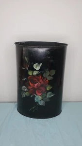 Schöner Papierkorb Emaille Geschirr Tole handbemalt Metall  - Bild 1 von 8