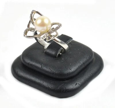 Anello in Argento 925 a Farfalla con Perla e Cubic Zirconia Made In Italy - Immagine 1 di 4