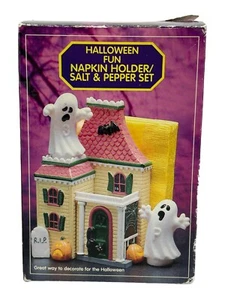 Set shaker e porta tovaglioli sale e pepe fantasmi Halloween vintage - Foto 1 di 10