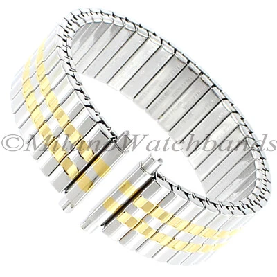 Banda de expansión para hombre Milano IP chapada en oro de dos tonos de acero inoxidable de 15-20 mm 171470 T Foto 1 de 4