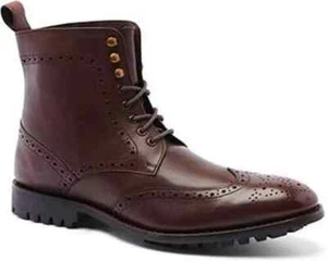 Anthony Veer Grant Men's Wingtip Oxford Leather Boot -Chocolate Brown Size10.5 - Picture 1 of 5