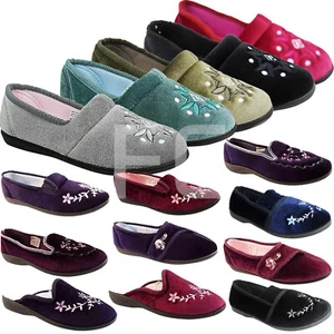 Womens Ladies Hard Sole Indoor Outdoor Slippers Shoes Size Moccasin Comfort New - Picture 1 of 20