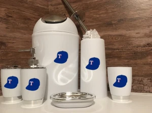 Texas Rangers Blue Cap MLB Baseball Plastic Man Cave 6 Pieces Bathroom Sets - Picture 1 of 1