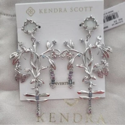 Brincos Kendra Scott Devin conversíveis prata madrepérola $200 - Imagem 1 de 4
