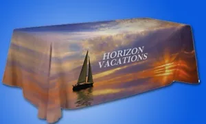 6' Custom Full Color Trade Show Table Cover Throw Dye Sublimation Imprinted - Picture 1 of 4