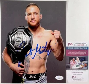 Foto firmada por Justin Gaethje de UFC The Highlight 8x10 autógrafo certificado de autenticidad MMA JSA - Imagen 1 de 1