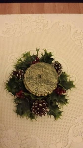 Vintage Kunststoff Weihnachtskerzenring mit Wachssockel zum Halten von Stumpenkerze Carolina - Bild 1 von 4