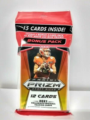 2021 PANINI PRIZM DRAFT COLLEGIATE FOOTBAL TRADING CARDS | W' BONUS PACK - Image 1 of 2