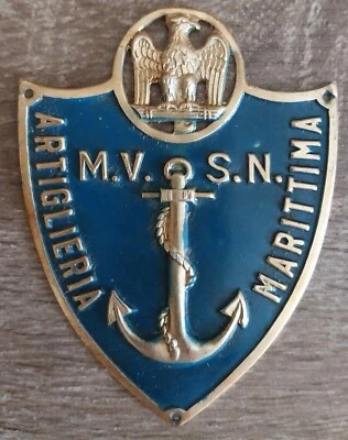 MVSN MILIZIA ARTIGLIERIA MARITTIMA Scudetto per truppa + BREVETTO 1942 - Immagine 1 di 3