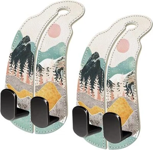 2PCS Car Seat Headrest Hooks PU Leather Double Hanger For Bag Backseat Organizer - Picture 1 of 6