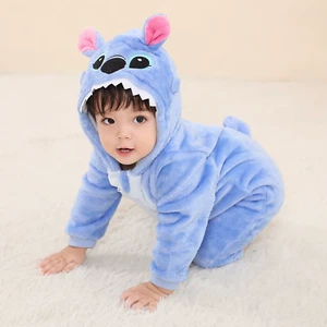 Baby Kigurumi Stitch Cartoon Romper Infant Kids Animal Jumpsuit Toddler Clothes - Picture 1 of 7