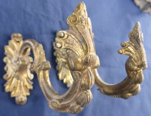 2 embrasses rideaux anciennes décoration laiton doré Profondeur 14 cm - Foto 1 di 7