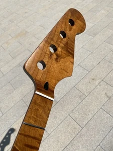 AAA 4 corde raso arrosto fiamma acero 20 tasti jazz basso chitarra collo osso dado - Foto 1 di 10