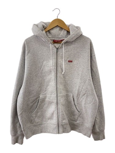 Felpa Supreme con cappuccio zip L cotone grigio tinta unita usata