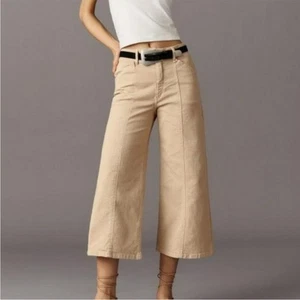 Anthropologie Maeve The Delaney Crop Clean-Seamed High-Rise Wide-Leg Jeans Hose - Bild 1 von 9
