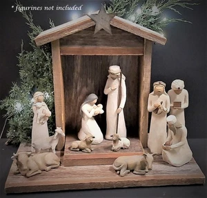 Handcrafted Barn Wood Creche For Willow Tree Nativity Set (figs not included) - Picture 1 of 6
