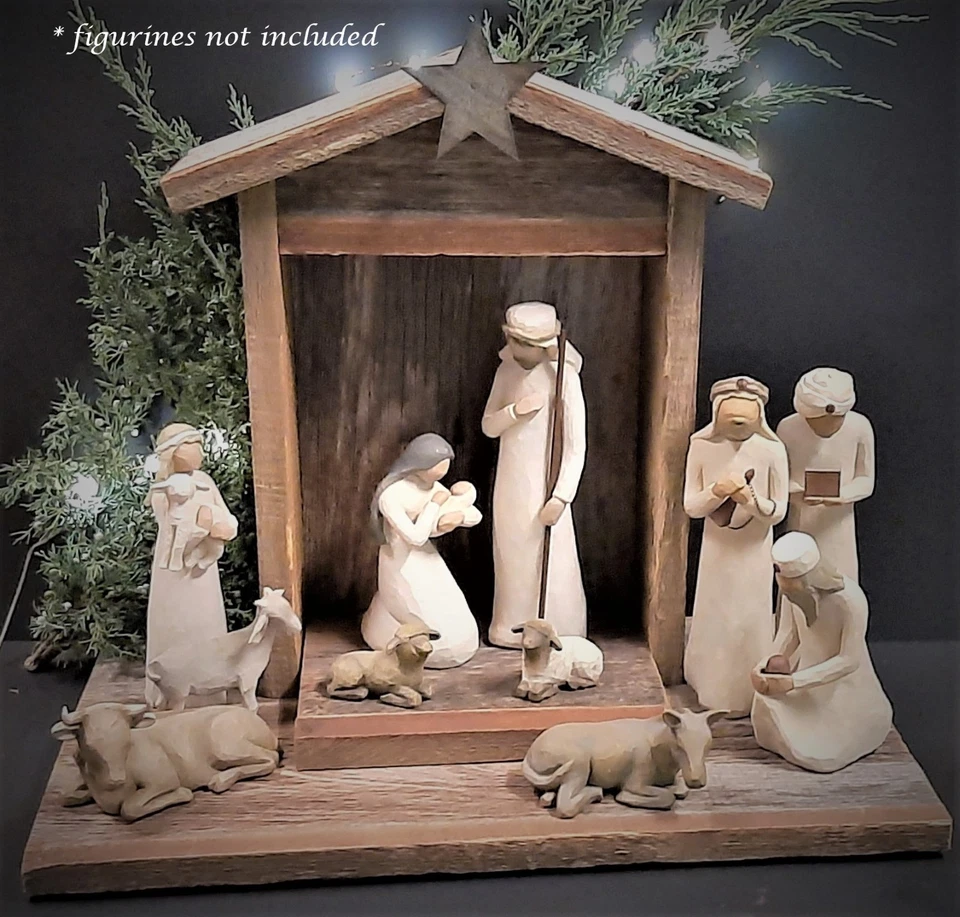 Handcrafted Barn Wood Creche For Willow Tree Nativity Set (figs not included) - Image 1 of 4