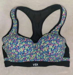 Victoria's Secret VSX Sports Bra Dizzy Floral Padded Underwire Racerback Sz 34B - Picture 1 of 3