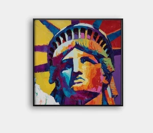 🗽 Liberty Head Pop Art | Peter Max "Framed" 🎨 | Signed Giclée | 24x24 COA V67 - Picture 1 of 8