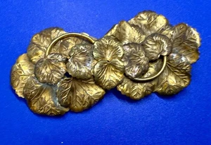 Leaf Cluster Interlocking Two Piece Vintage Gold Tone Belt Slide or Buckle - Picture 1 of 23