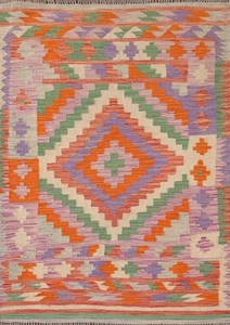 Nomadic Kilim Oriental Accent Rug Pastel Color Hand-woven Reversible Carpet 4x5 - Picture 1 of 10