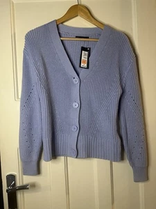 M&S Cotton Wool Blend Cardigan Bnwt Size S Cornflower Blue  - Picture 1 of 4