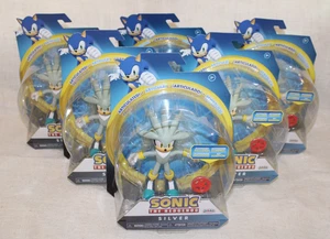 JAKKS Pacific Sonic The Hedgehog Figur Silber 4" mit rotem Stern Ring Neu - "lesen" - Bild 1 von 12