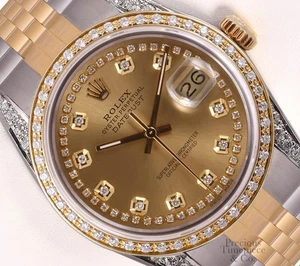 Rolex Datejust 36mm Gelbgold & Stahl Champagner Schnur Diamant Zifferblatt Lünette Bandanstöße - Bild 1 von 6