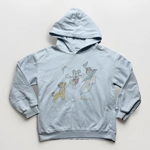 Disney 100 Anniversary Hoodie Youth XL Mickey Lion King Mulan Blue Sweatshirt - Picture 1 of 13