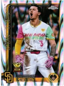 2025 TOPPS CHROME - # 61 - JACKSON MERRILL- RAYWAVE REFRACTOR - SAN DIEGO PADRES - Picture 1 of 2