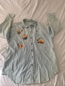 Vintage 90s Disney Snow White & Seven Dwarves embroidered denim Woman’s x-Large - Picture 1 of 21