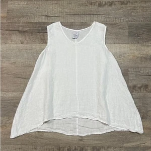 Match Point USA Leinen Tank Top Lagenlook Boho ärmellos Gr. Medium weiß - Bild 1 von 6