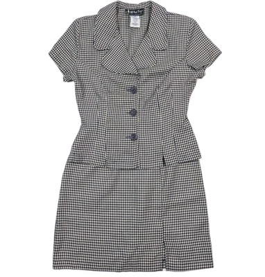 All That Jazz 2 Piece Skirt Suit Womens Sz 7/8 Navy & Cream 90s Rockabilly Pinup - Image 1 of 4