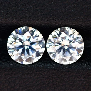 VVS 1,88ct [par de 2 piezas] brillante corte redondo 6,5 mm blanco (menos color) moissanita - Imagen 1 de 5